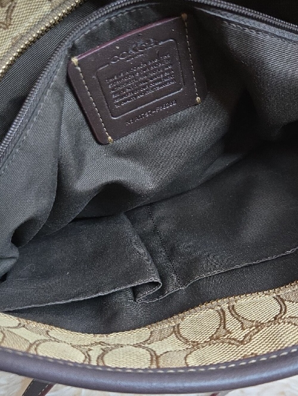 Coach Signature Canvas Tote in Tan and Dark Brown - Picture 10 of 12
